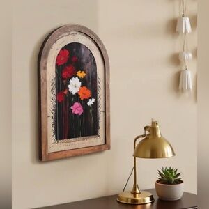 Floral Arch Wall Art with Wooden Frame